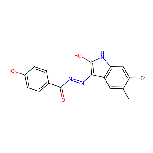 N'-(6-bromo-5-methyl-2-oxo-1,2-dihydro-3H-indol-3-ylidene)-4-hydroxybenzohydrazide structure