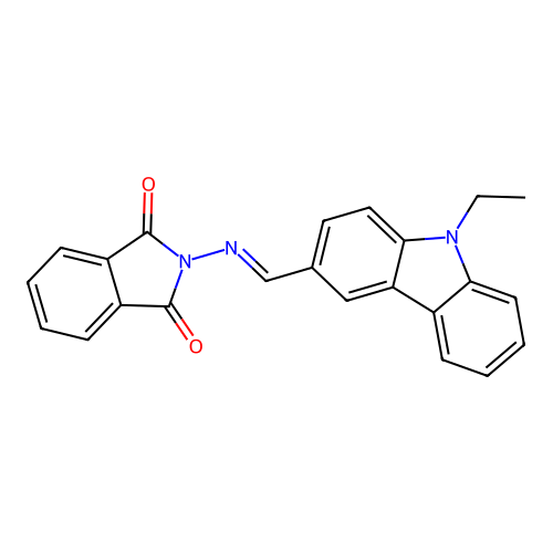 2-{[(9-ethyl-9H-carbazol-3-yl)methylene]amino}-1H-isoindole-1,3(2H)-dione structure