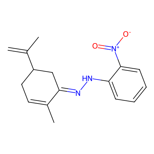 N-(5-Isopropenyl-2-methyl-cyclohex-2-enylidene)-N'-(2-nitro-phenyl)-hydrazine structure