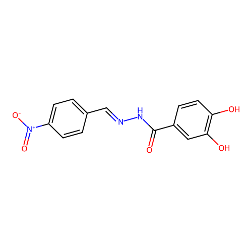 3,4-dihydroxy-N'-[(E)-(4-nitrophenyl)methylidene]benzohydrazide structure