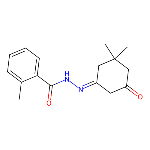 N'-(3,3-dimethyl-5-oxocyclohexylidene)-2-methylbenzohydrazide structure