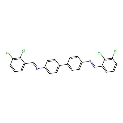 N,N'-bis[(E)-(2,3-dichlorophenyl)methylidene]biphenyl-4,4'-diamine structure