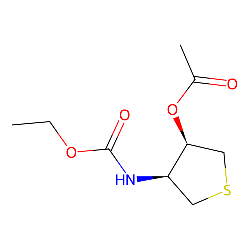 (3R,4S)-4-((ethoxycarbonyl)amino)tetrahydrothiophen-3-yl acetate structure
