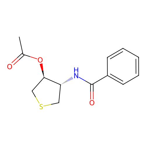 (3S,4S)-4-(phenylcarbonylamino)thiolan-3-yl acetate structure