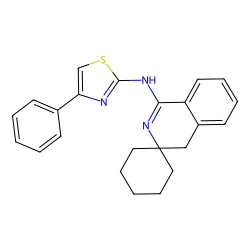 4-phenyl-N-(4'H-spiro[cyclohexane-1,3'-isoquinolin]-1'-yl)thiazol-2-amine structure