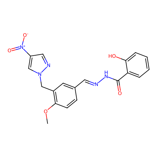 2-hydroxy-N-[(E)-[4-methoxy-3-[(4-nitropyrazol-1-yl)methyl]phenyl]methylideneamino]benzamide structure