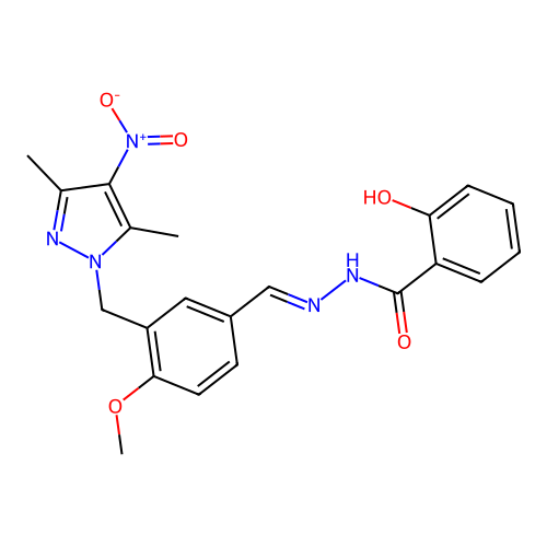N'-(3-((3,5-dimethyl-4-nitro-1H-pyrazol-1-yl)methyl)-4-methoxybenzylidene)-2-hydroxybenzohydrazide structure