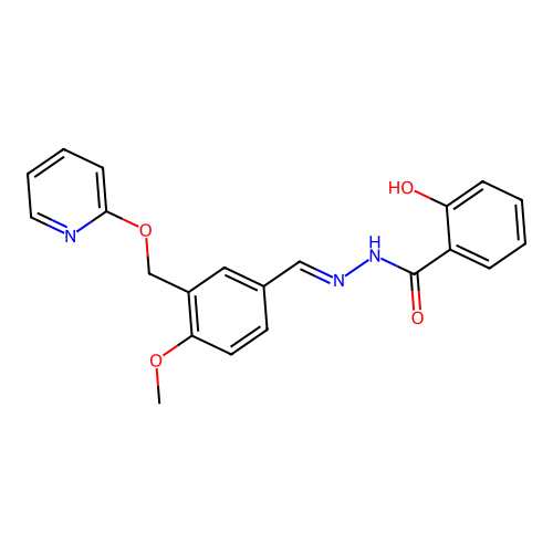 (E)-2-hydroxy-N'-(4-methoxy-3-((pyridin-2-yloxy)methyl)benzylidene)benzohydrazide structure