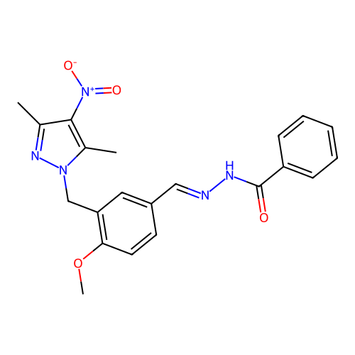 (E)-N'-(3-((3,5-dimethyl-4-nitro-1H-pyrazol-1-yl)methyl)-4-methoxybenzylidene)benzohydrazide structure
