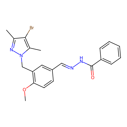 (E)-N'-(3-((4-bromo-3,5-dimethyl-1H-pyrazol-1-yl)methyl)-4-methoxybenzylidene)benzohydrazide structure