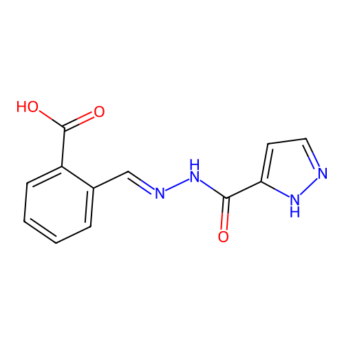 2-{(E)-[2-(1H-pyrazol-3-ylcarbonyl)hydrazinylidene]methyl}benzoic acid structure