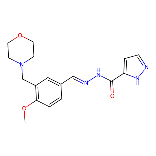 N'-{(E)-[4-methoxy-3-(morpholin-4-ylmethyl)phenyl]methylidene}-1H-pyrazole-3-carbohydrazide structure