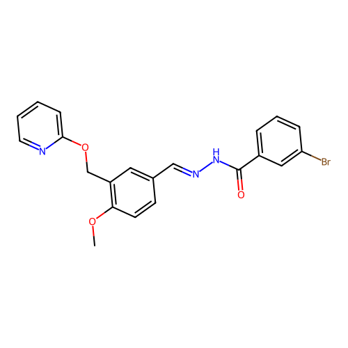 (E)-3-bromo-N'-(4-methoxy-3-((pyridin-2-yloxy)methyl)benzylidene)benzohydrazide structure