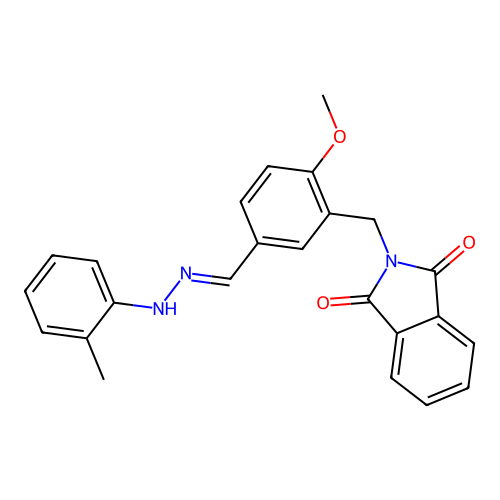 2-(2-Methoxy-5-((2-(o-tolyl)hydrazono)methyl)benzyl)isoindoline-1,3-dione structure