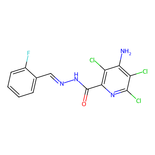 4-amino-3,5,6-trichloro-N'-[(E)-(2-fluorophenyl)methylidene]pyridine-2-carbohydrazide structure