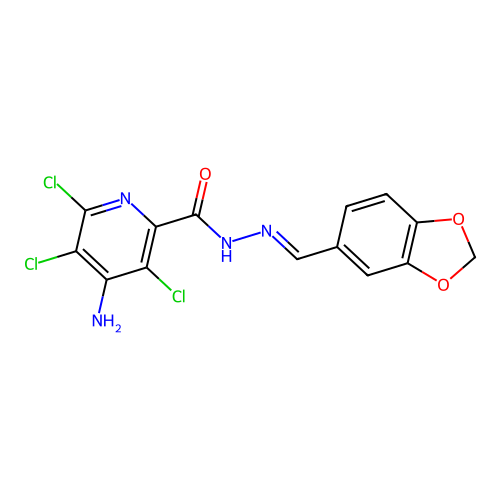 4-amino-N'-[(E)-1,3-benzodioxol-5-ylmethylidene]-3,5,6-trichloropyridine-2-carbohydrazide structure