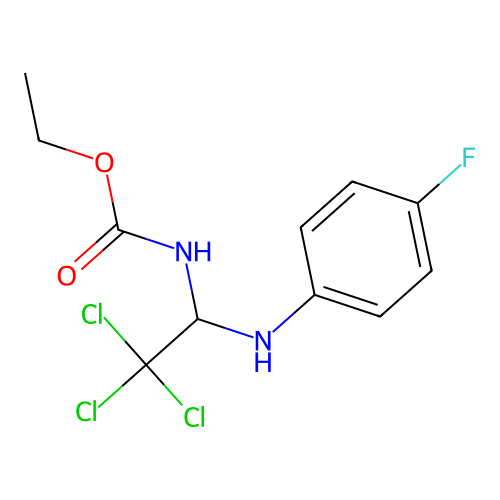 Ethyl 2,2,2-trichloro-1-(4-fluoroanilino)ethylcarbamate structure