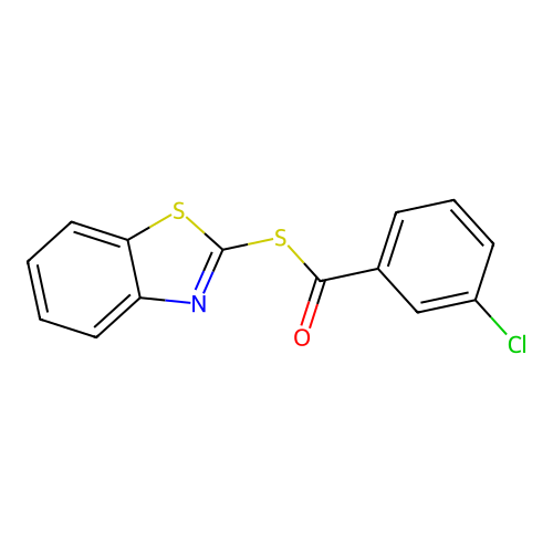 S-(1,3-benzothiazol-2-yl) 3-chlorobenzenecarbothioate structure
