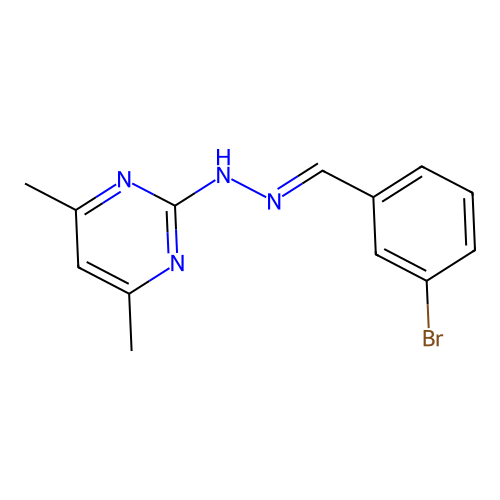 2-[(2E)-2-(3-bromobenzylidene)hydrazinyl]-4,6-dimethylpyrimidine structure