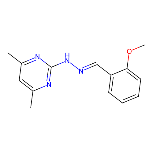 N-[(E)-(2-methoxyphenyl)methylideneamino]-4,6-dimethylpyrimidin-2-amine structure