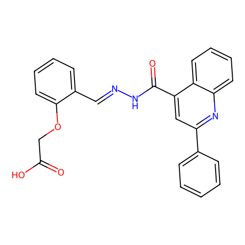 {2-[(2-Phenyl-quinoline-4-carbonyl)-hydrazonomethyl]-phenoxy}-acetic acid structure