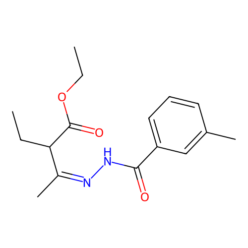 Ethyl 2-ethyl-3-[(3-methylbenzoyl)hydrazinylidene]butanoate structure