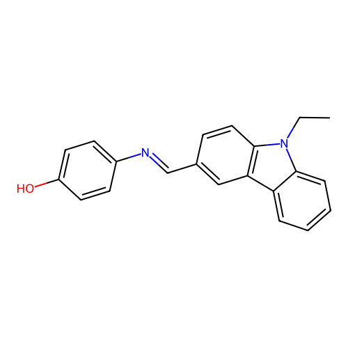 4-{[(E)-(9-ethyl-9H-carbazol-3-yl)methylidene]amino}phenol structure