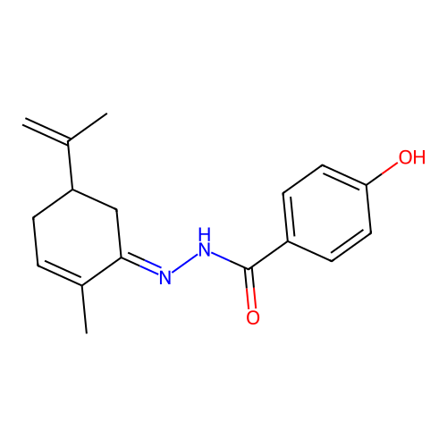 4-hydroxy-N'-(5-isopropenyl-2-methyl-2-cyclohexen-1-ylidene)benzohydrazide structure
