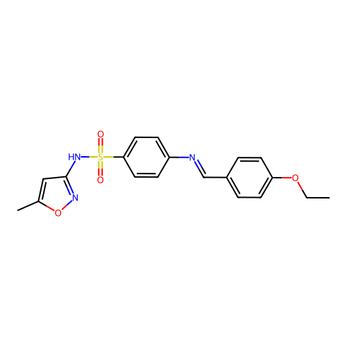 4-[(4-ethoxybenzylidene)amino]-N-(5-methyl-3-isoxazolyl)benzenesulfonamide structure