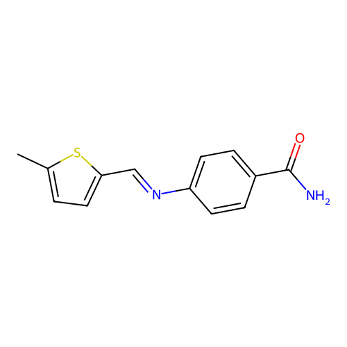 4-{[(E)-(5-methylthiophen-2-yl)methylidene]amino}benzamide structure