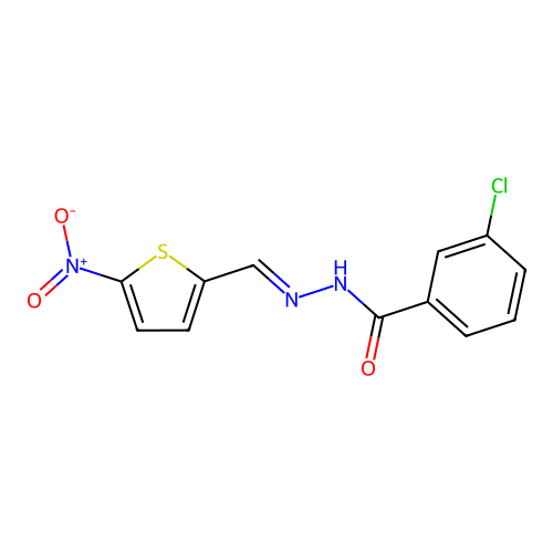 3-chloro-N-[(E)-(5-nitrothiophen-2-yl)methylideneamino]benzamide structure