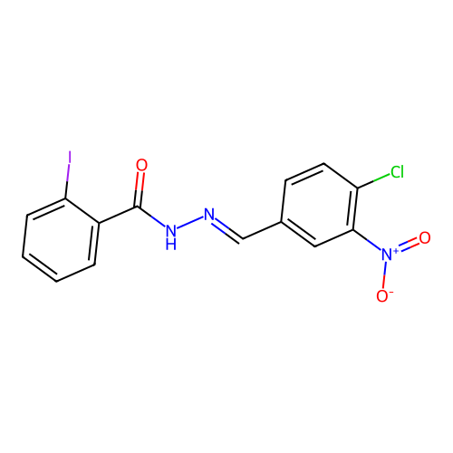 N-[(E)-(4-chloro-3-nitrophenyl)methylideneamino]-2-iodobenzamide structure