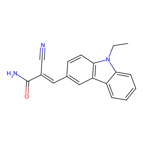 2-cyano-3-(9-ethyl-9H-carbazol-3-yl)acrylamide structure