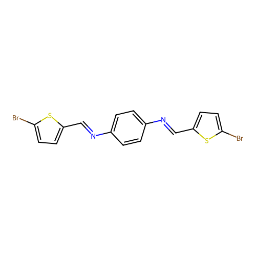 N,N'-bis[(E)-(5-bromothiophen-2-yl)methylidene]benzene-1,4-diamine structure