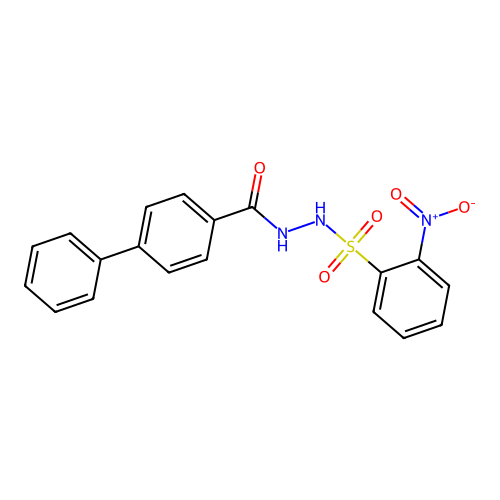 N'-[(2-nitrophenyl)sulfonyl]biphenyl-4-carbohydrazide structure