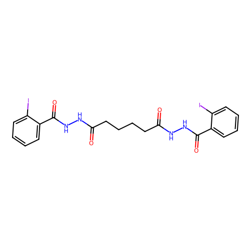 N'~1~,N'~6~-bis[(2-iodophenyl)carbonyl]hexanedihydrazide structure