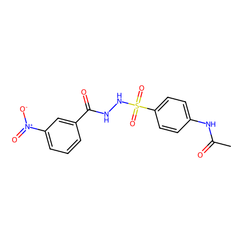 N-(4-{[2-(3-nitrobenzoyl)hydrazino]sulfonyl}phenyl)acetamide structure
