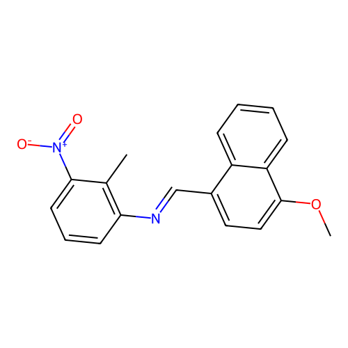 N-[(4-methoxy-1-naphthyl)methylene]-2-methyl-3-nitroaniline structure