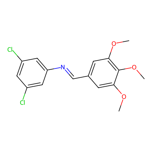 N-(3,5-dichlorophenyl)-N-(3,4,5-trimethoxybenzylidene)amine structure