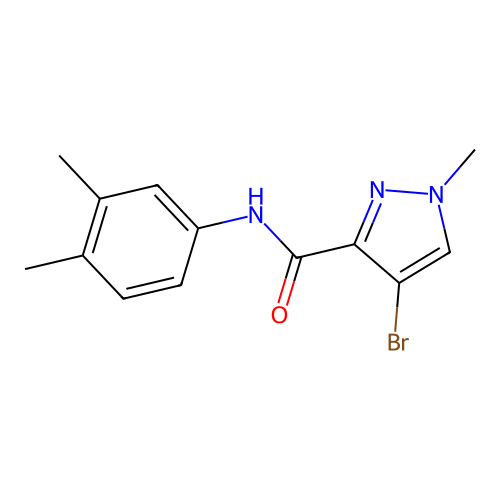 4-bromo-N-(3,4-dimethylphenyl)-1-methyl-1H-pyrazole-3-carboxamide structure