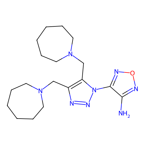 4-[4,5-Bis(azepan-1-ylmethyl)triazol-1-yl]-1,2,5-oxadiazol-3-amine structure