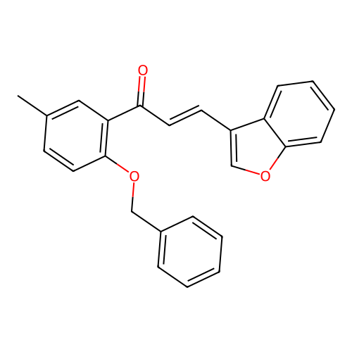 (E)-3-(benzofuran-3-yl)-1-(2-(benzyloxy)-5-methylphenyl)prop-2-en-1-one structure