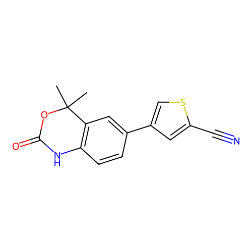 4-(4,4-Dimethyl-2-oxo-1,4-dihydro-2H-benzo[d][1,3]oxazin-6-yl)-thiophene-2-carbonitrile structure