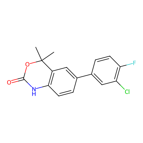 6-(3-chloro-4-fluorophenyl)-4,4-dimethyl-1H-benzo[d][1,3]oxazin-2(4H)-one structure