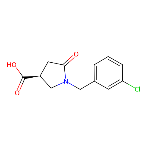 (3S)-1-[(3-chlorophenyl)methyl]-5-oxopyrrolidine-3-carboxylic acid structure