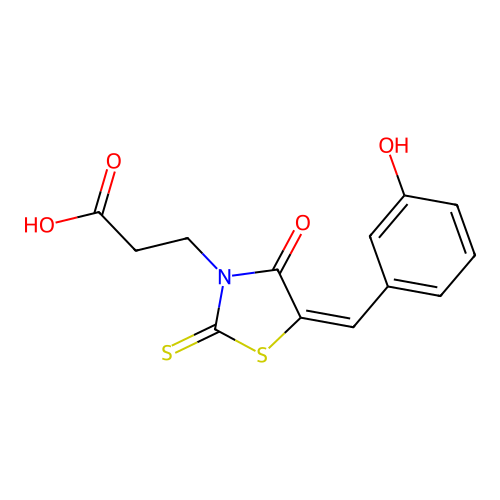 3-[(5E)-5-[(3-hydroxyphenyl)methylidene]-4-oxo-2-sulfanylidene-1,3-thiazolidin-3-yl]propanoic acid structure
