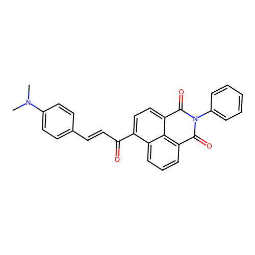 (E)-6-(3-(4-(dimethylamino)phenyl)acryloyl)-2-phenyl-1H-benzo[de]isoquinoline-1,3(2H)-dione structure
