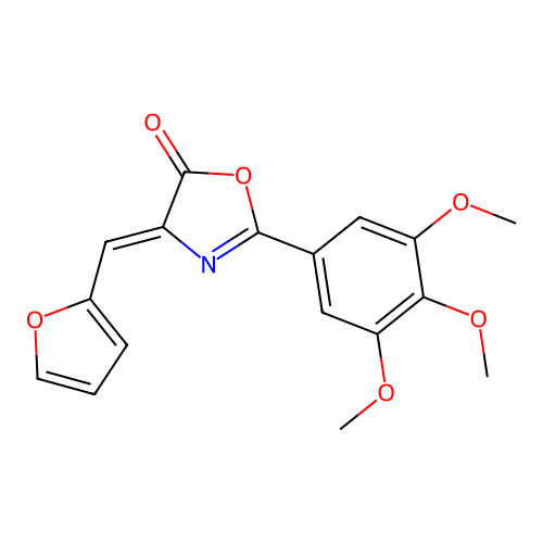 (4Z)-4-(furan-2-ylmethylidene)-2-(3,4,5-trimethoxyphenyl)-1,3-oxazol-5(4H)-one structure