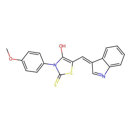 4-Hydroxy-5-(indol-3-ylidenemethyl)-3-(4-methoxyphenyl)-1,3-thiazole-2-thione structure