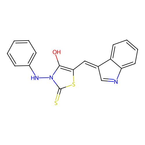 3-Anilino-4-hydroxy-5-(indol-3-ylidenemethyl)-1,3-thiazole-2-thione structure
